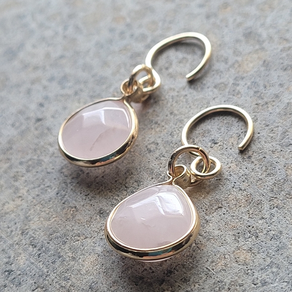 Rose Quartz Fauceted Earrings - Picture 3 of 5